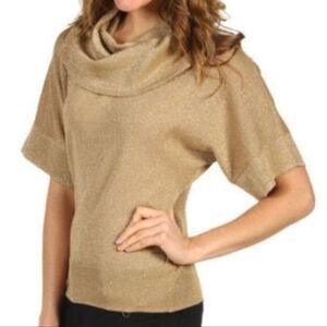 MICHAEL Michael Kors Women Gold Cowl Neck Blouse Size M
